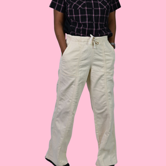 Aerie Me Day Pants Tan Khaki Tie Waist Wide Leg Flare Cotton Soft Relaxed Small - Picture 10 of 14